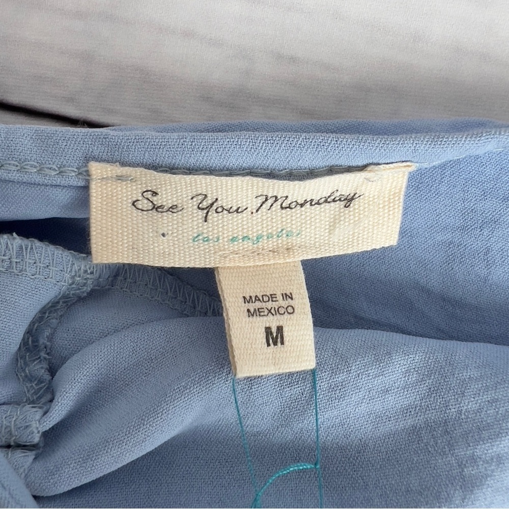 See You Monday Light Blue Ruched NWT Spaghetti Strap Dress - SZ: Medium - Picture 5 of 6